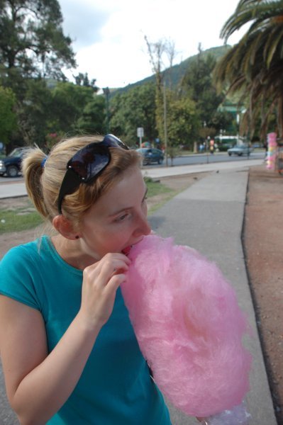 Michelle devouring the candy floss