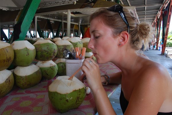Drinking a Coconut