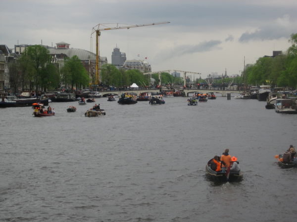 canal boats celebrating Queen's day