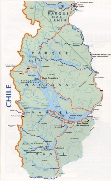 Map of Parques Nacionals Lanin and Nahuel Huapi 