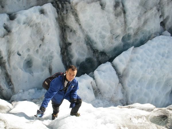 Climbing A Glacier Wall