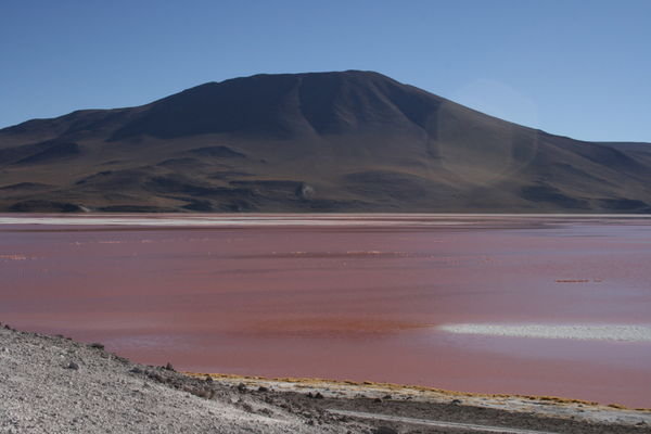 Frozen Red Volcanic Lake