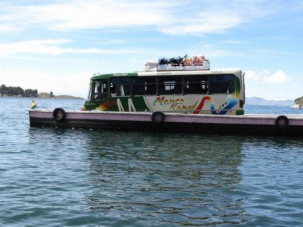 our bus on a small ferry