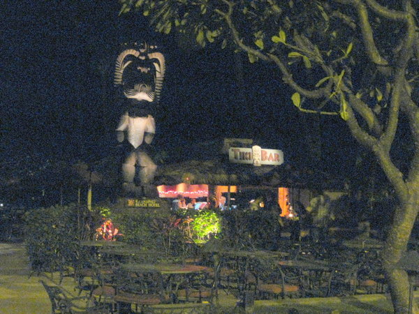 Eerie shot of the resort tiki bar