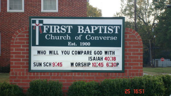 First Baptist Church of Converse, Sign