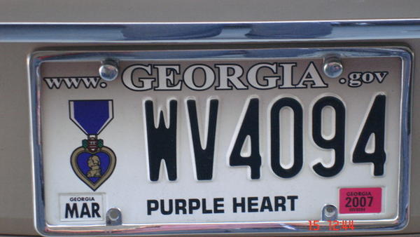 Warren's Purple Heart Plates