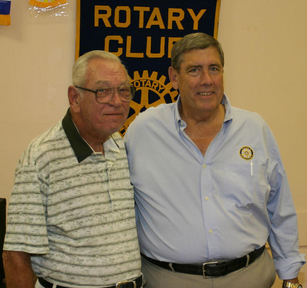 President Bob with PDG Ray Gaskill after his presentation at Kinsley Rotary