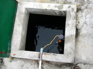 Looking at the top clean water tank inspection hole