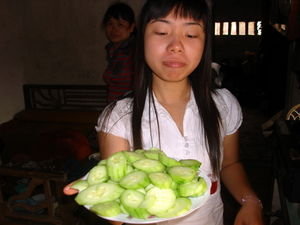 Loannie with cucumbers