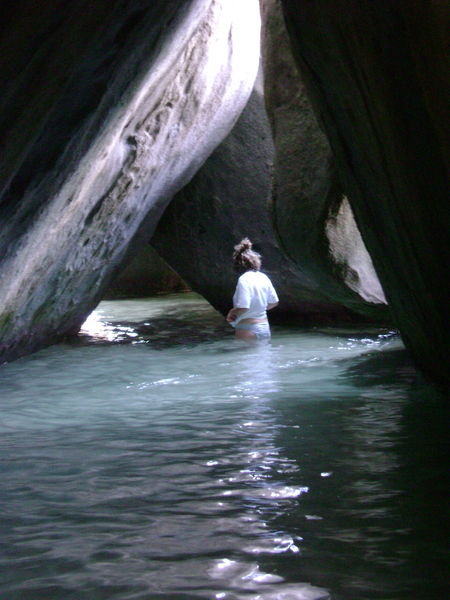 exploring the grottos at the baths