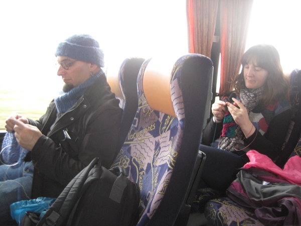 Happy knitters on the bus