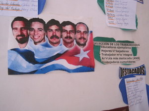 Cuban 5 on a bulletin board in the elementary school