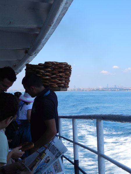 Bread seller on ferry ride to Princes' Islands