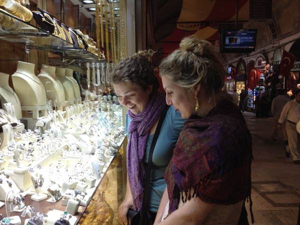 Admiring the bling at the Grand Bazaar