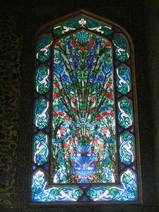 Stained glass window in the harem