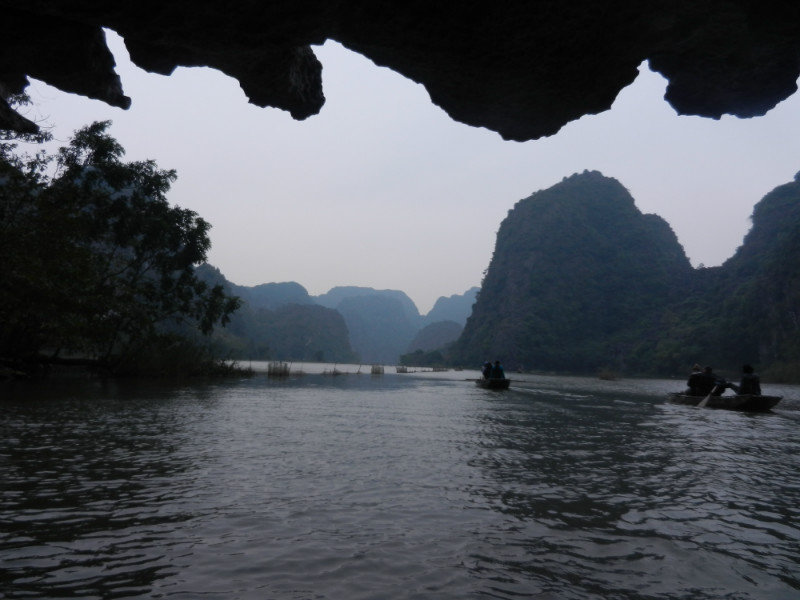 Coming out of a cave in Tam Coc