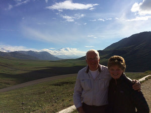 Mama and Papa in front of Mt. Denali
