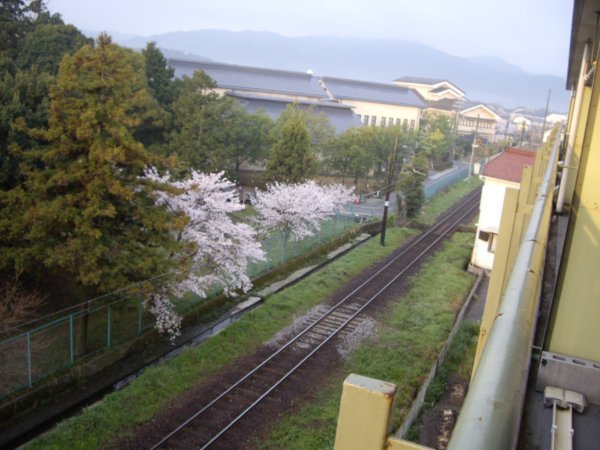 View of train line from balcony