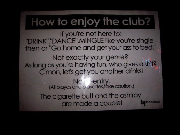 Sign at the Club