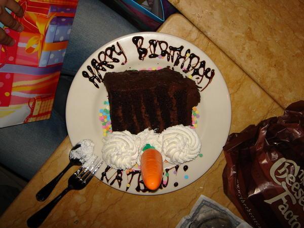 Birthday cake...Soooo nice... Happy cheesecake factory special.. 