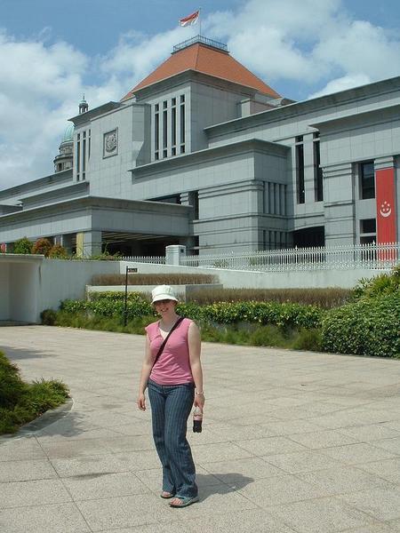 Jo outside the parliament in Singapore