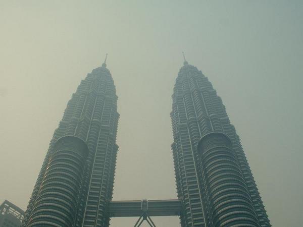 The Petronas Towers in the smoke