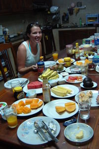 One woman, so much breakfast