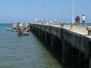 The jetty in town with fishing boats