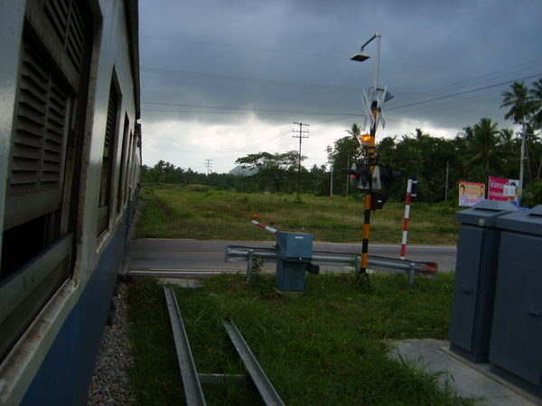 The train crosses a road