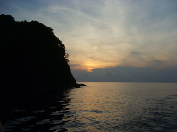 The sun rises over the island