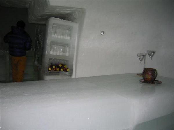 Bar inside ice igloo
