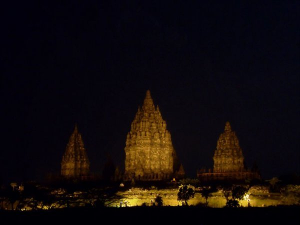 Prambanan temple by night. The stage was just below this.