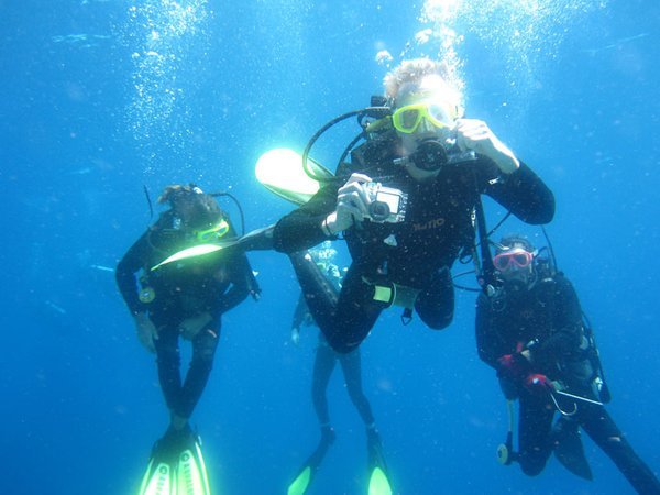 Our little group at the safety stop on our dive at Komodo. I'm on the left