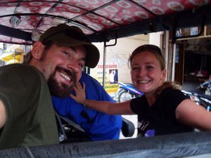 In the tuktuk on the way to the bus in Phnom Penh