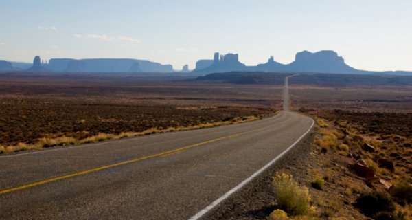 Driving into Monument Valley