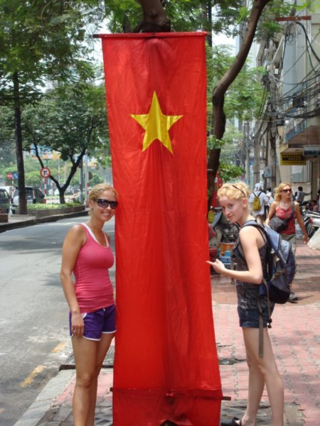 The girls with the Vietnam flag