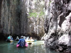 Canoeing into the caves