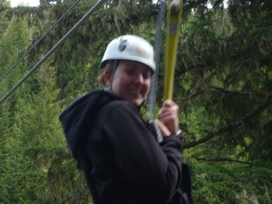 Kelsey on the first zip line