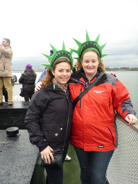 Micha & I on the ferry with our crowns