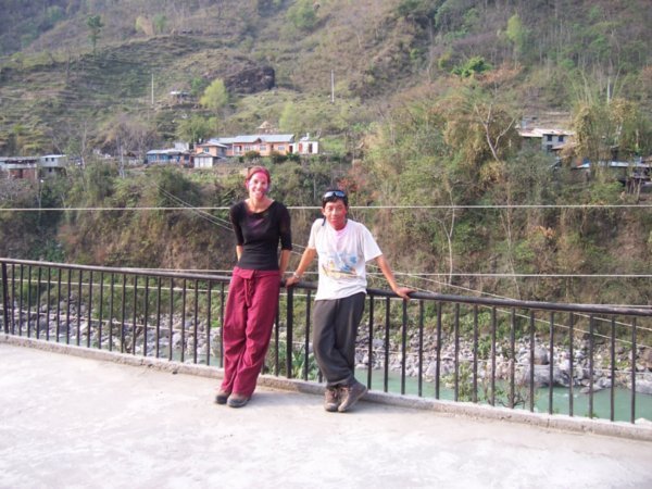 My Guide Bi Bi and I first evening of trek - look at our faces from Holi
