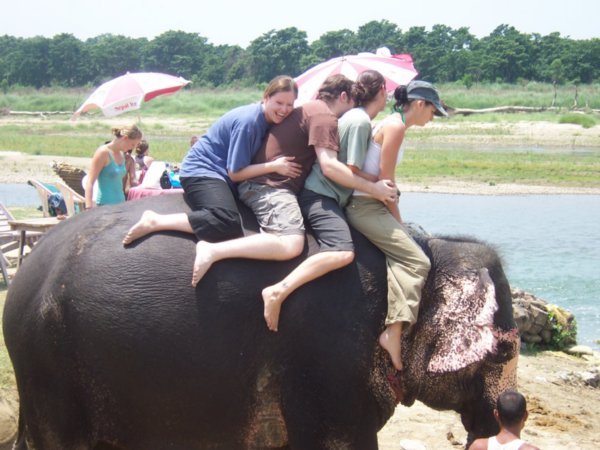 Us on the elephant for washing time