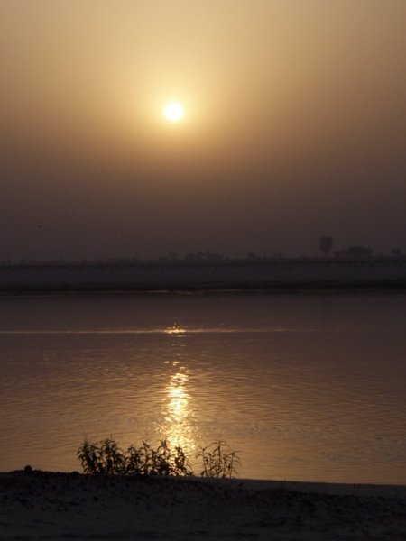 Sunset from our camping place by the Ganga