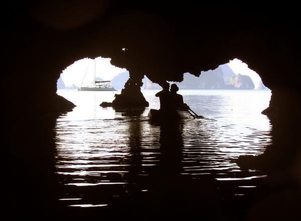 Kayaking Through the Mouth of a Sea Cave