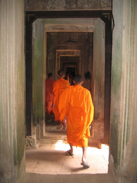 Monks visiting  Angkor Wat 