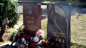 the graves of Bruce and Brandon Lee