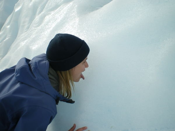 Licking the ice!