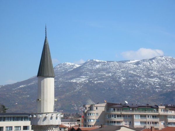 Mosque and mountains