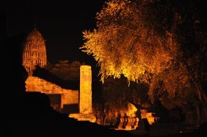Ayutthaya ruins at night