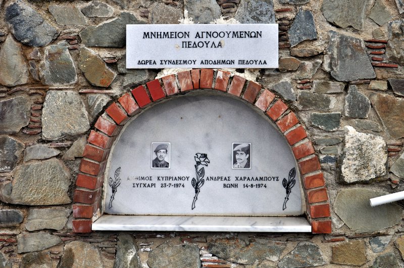 Memorial plaque of two local soldiers who died during the '74 Turkish Invasion of Cyprus