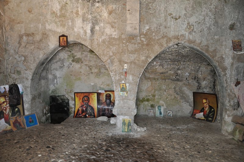 Church catacombs with more icons
